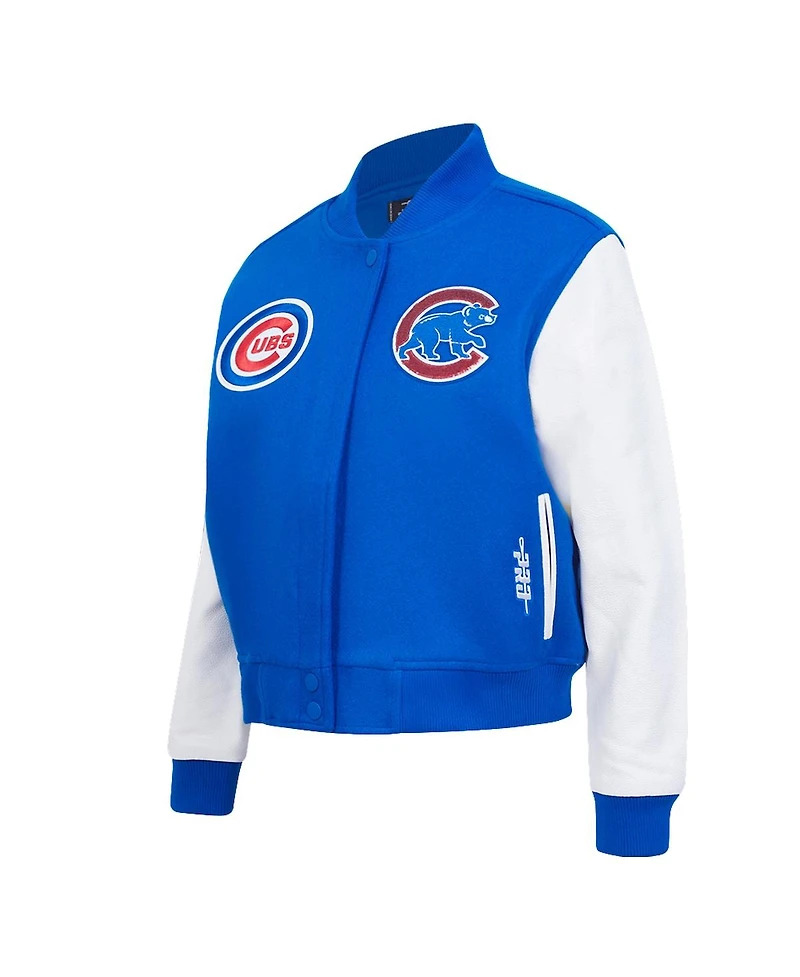 Pro Standard Women's Royal Chicago Cubs Game Day Classics Wool Full-Zip Varsity Jacket