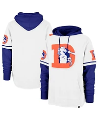 '47 Brand Men's White Denver Broncos Throwback Shortstop Pullover Hoodie
