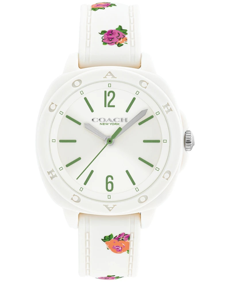 Coach Women's Kitt Chalk Silicone Strap Watch, 35.4mm