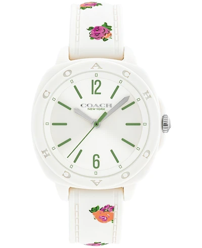 Coach Women's Kitt Chalk Silicone Strap Watch, 35.4mm