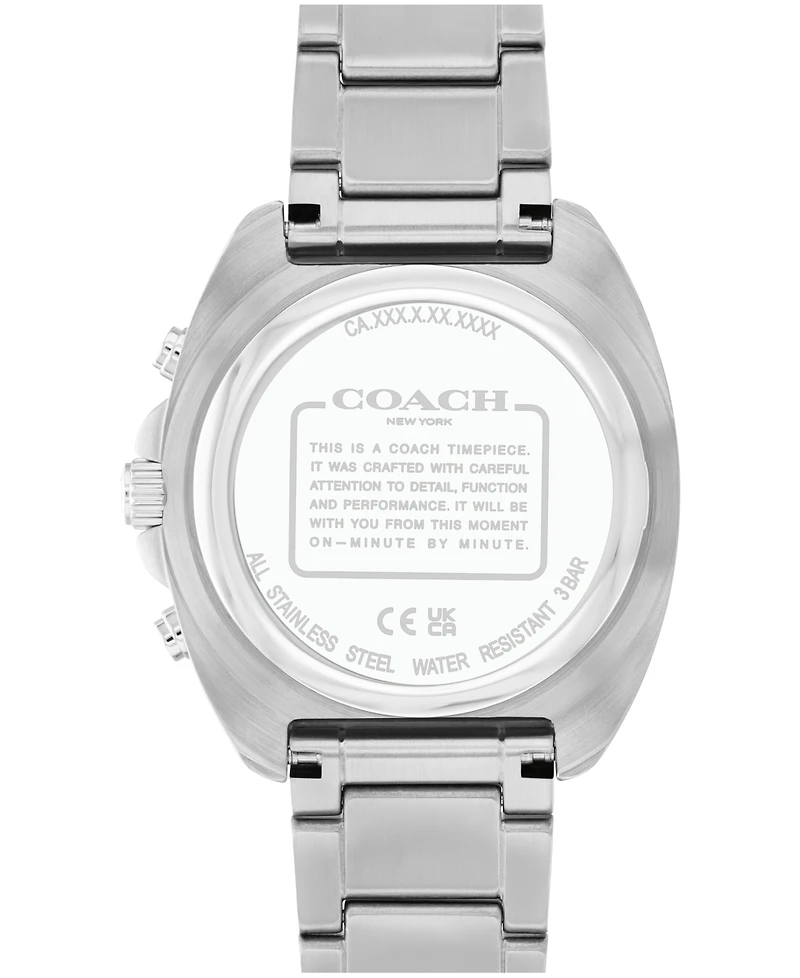 Coach Men's Charter Silver Tone Stainless-Steel Bracelet Watch, 39mm