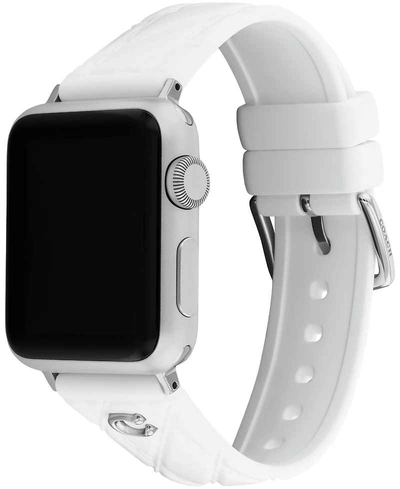 Coach Women's Quilted White Silicone Apple Watch Strap 38mm, 40mm, 41mm