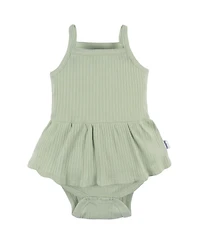 Gerber Baby Girls 3-Pack Sleeveless Skirted Onesies Bodysuits, Antique White, 3-6M