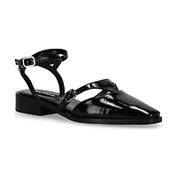 Aveline Black Leather Ballet Flats