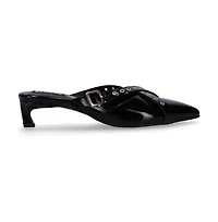 Zyra Onix Black Leather Mules