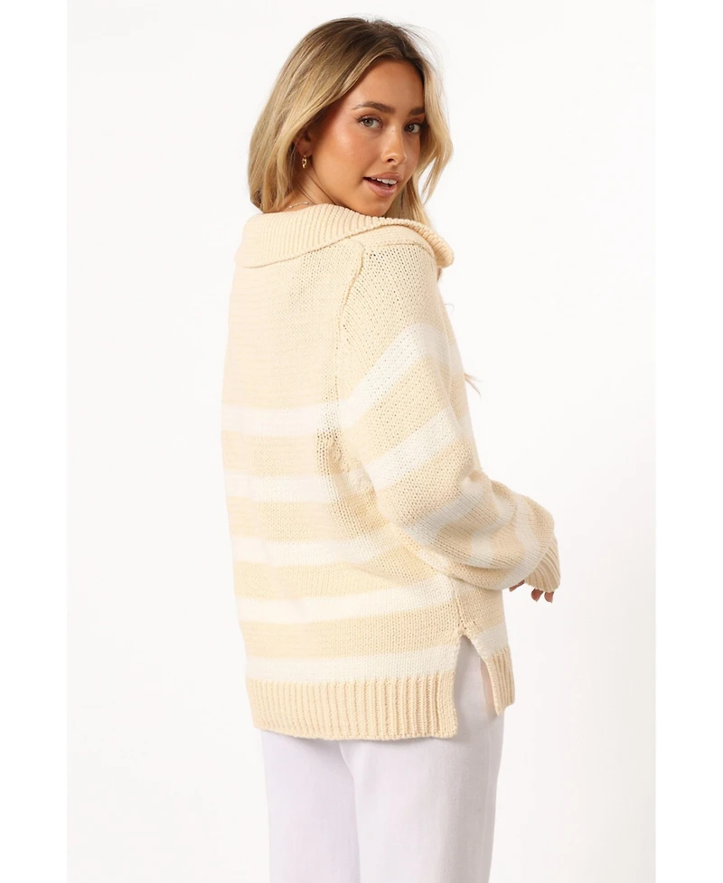 Petal and Pup Women's Shea Striped Collar Knit Sweater