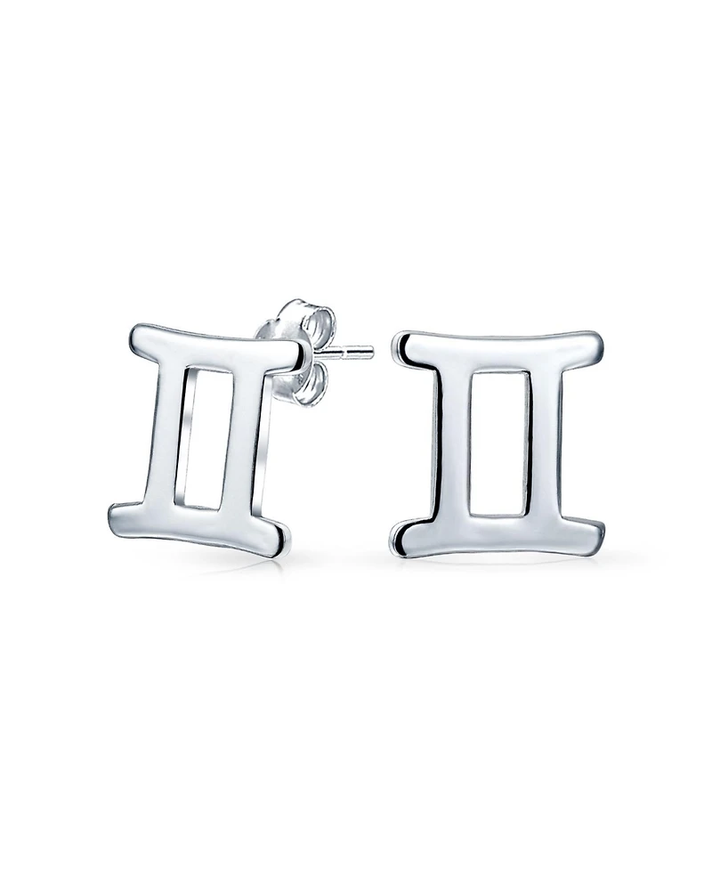 Bling Jewelry Tiny Simple Gemini Astrology Horoscope Zodiac Stud Earrings .925 Sterling Silver