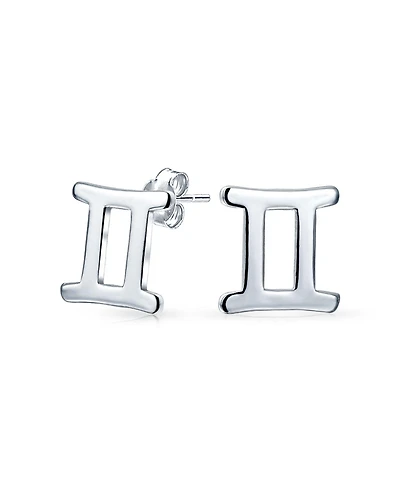 Bling Jewelry Tiny Simple Gemini Astrology Horoscope Zodiac Stud Earrings .925 Sterling Silver