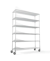 6 Tier Wire Shelving Unit, 6000 Lbs Nsf Height Adjustable Metal Garage Storage Shelves with Wheels, Heavy Duty Storage Wire Rack Metal Shelves