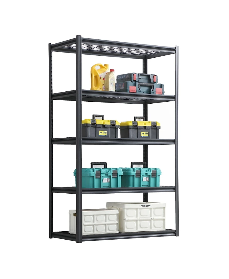5 Tier Heavy Duty Metal Storage Shelves,Easy to Assemble,Adjustable,Storage Shelves for Basements, Garages and Kitchen