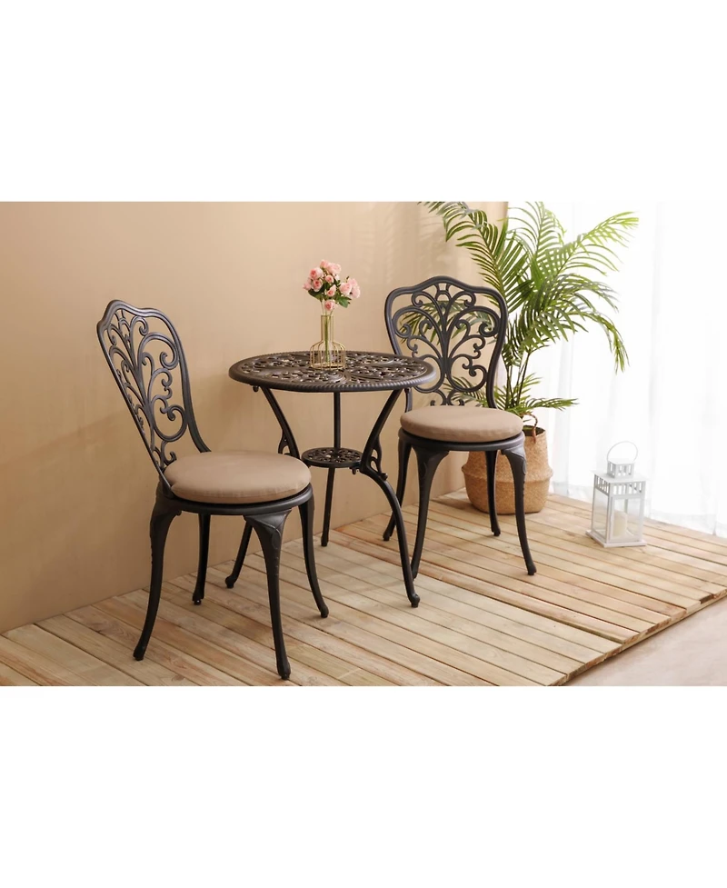 Streamdale Best-selling 3-pc rust-resistant aluminum bistro set w/ cushions
