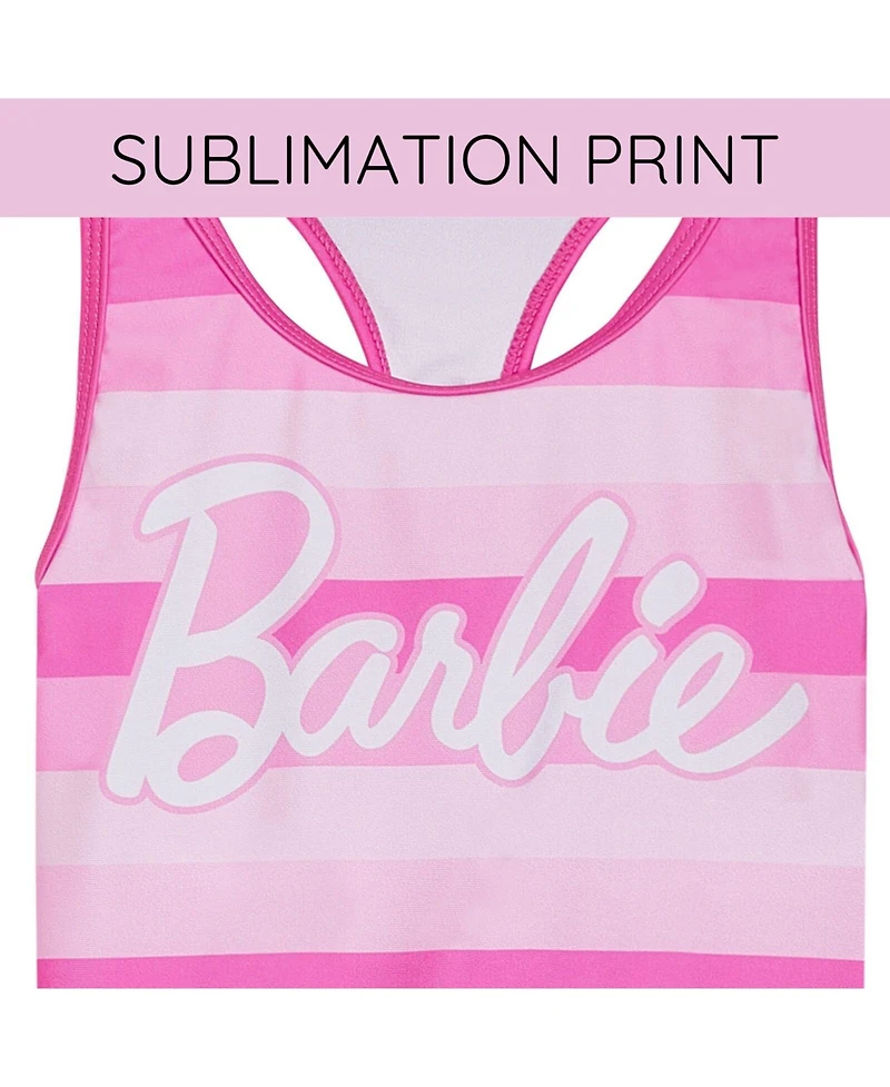Barbie Girls Racerback Upf 50+ Tankini Top and Swim Shorts Outfit Set