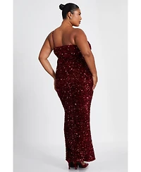 Quiz Plus One Shoulder Cut Out Sequin Maxi Dress