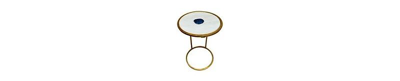 Marble & Agate Inlay End Table – Foil Finish Iron Frame for a Luxe Look