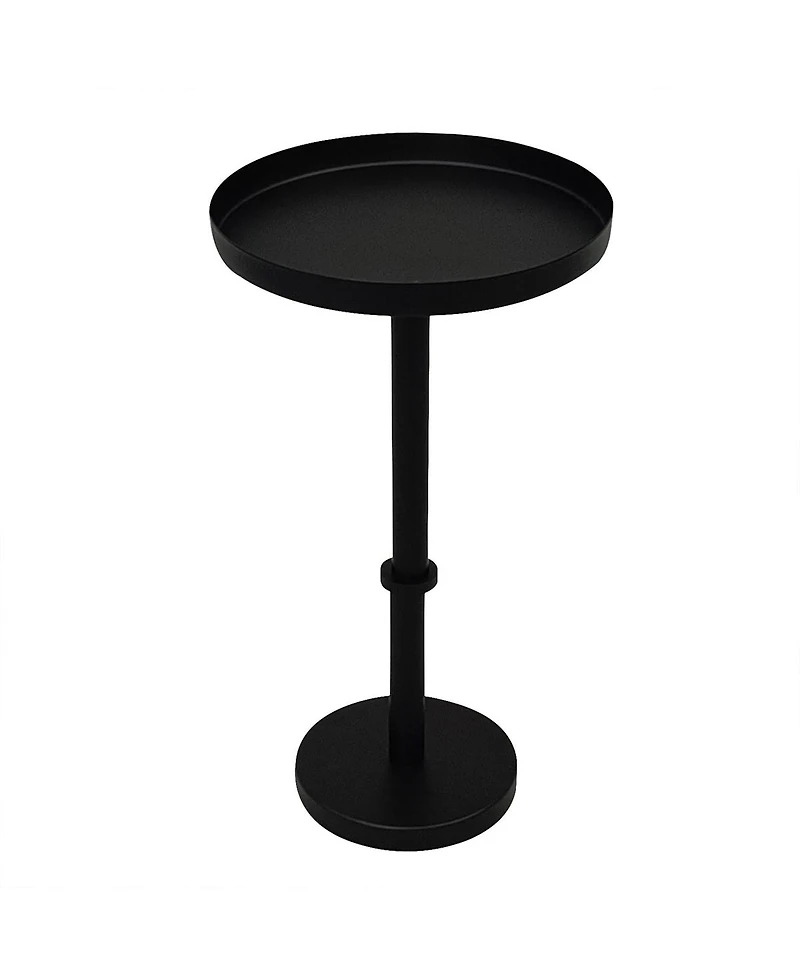 Modern Side End Table with Round Tray Top and Sleek Column Support for Contemporary Home Decor