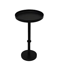 Modern Side End Table with Round Tray Top and Sleek Column Support for Contemporary Home Decor