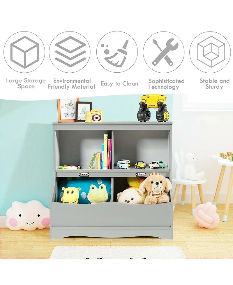 Kids Floor Cabinet Multi-Functional Bookcase