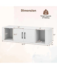 Wall Mounted Floating 2 Door Desk Hutch Storage Shelves