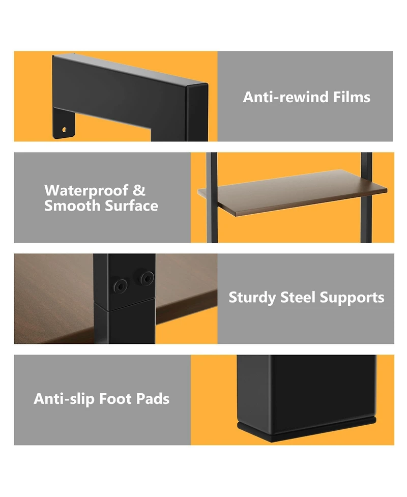 5-Tier Wood Look Ladder Shelf with Metal Frame for Home