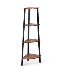 4-Tier Corner Shelf Metal Storage Rack Domestic Bookcase
