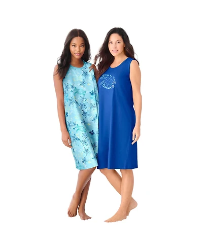 Dreams & Co. Women's 2-Pack Sleeveless Sleepshirt