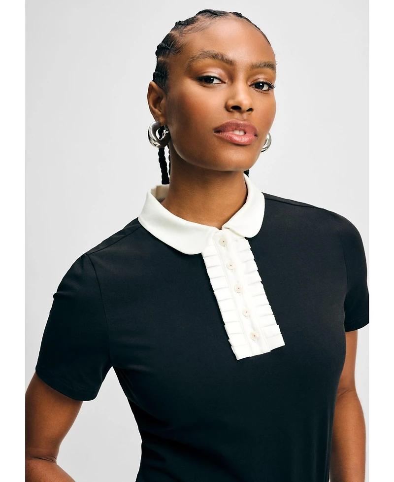 Isaac Mizrahi Women's Ruffle Detail Peter Pan Tee