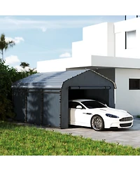 Outsunny 10' x 15' Metal Carport with Metal Roof and Removable Sidewalls