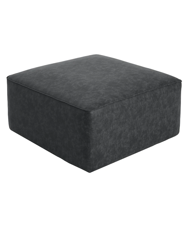 Streamdale Square Pu Leather Ottoman,Black