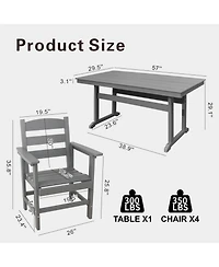 Streamdale 5-Piece Hdpe Patio Dining Set (Black), Table & 4 Chairs, 51" Table