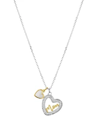 Unwritten Cubic Zirconia and Mother of Pearl Mom Open Heart Necklace