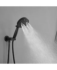 Single-Handle 1-Spray Round Rain Shower Faucet Combo Set with Dual Function Pressure Balance Valve in Matte Black