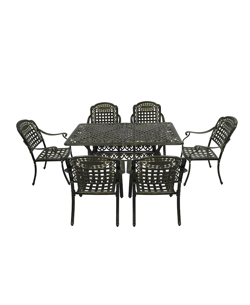 Mondawe 7-Piece Outdoor Patio Furniture Set Dinning Chair with Foldable Table