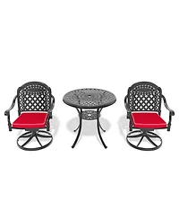 Streamdale 3pc Cast Aluminum Dining Set, 2 Swivel Chairs & 30" Table