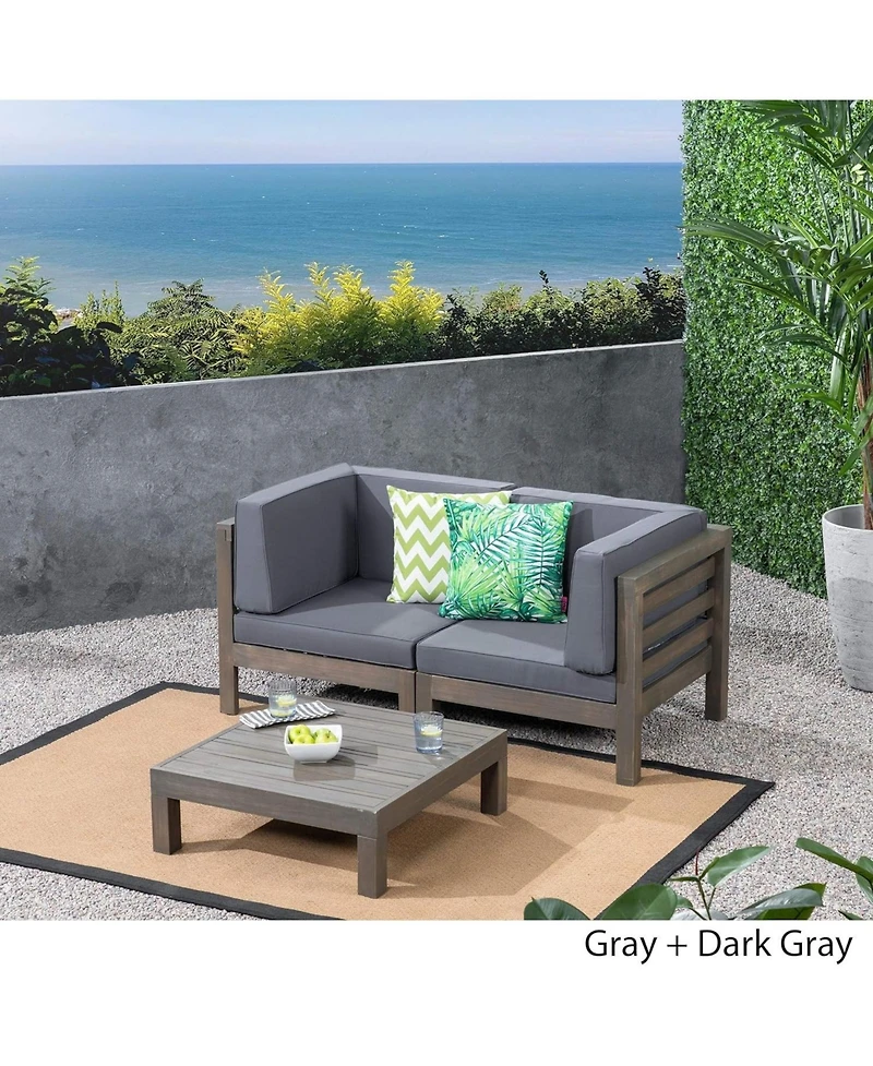 Streamdale Acacia Wood Outdoor Loveseat Set with Coffee Table