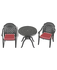 Streamdale (Cushions In Random Colors) 3-Piece Set Of Cast Aluminum Patio Furniture