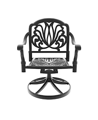 Streamdale 3-pc Cast Aluminum Dining Set, 2 Swivel Chairs, 39" Round Table, Black Frame