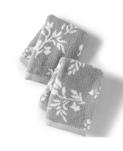 Lands' End Cotton Jacquard 2-Piece Washcloth Set