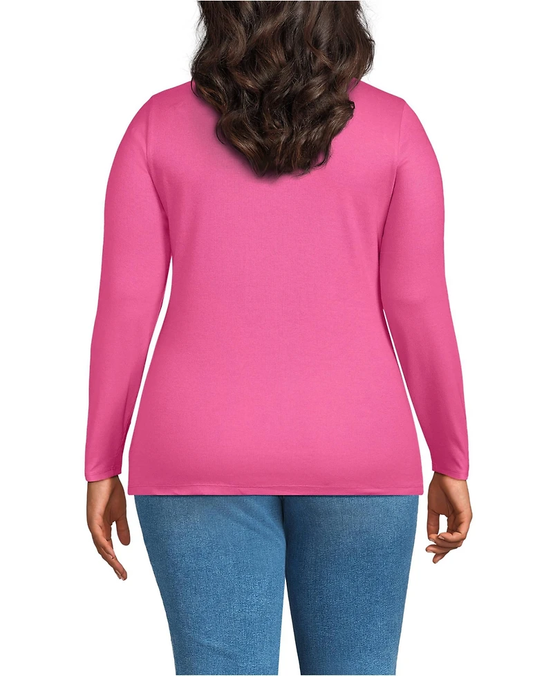 Lands' End Plus Long Sleeve Micro Rib T-Shirt