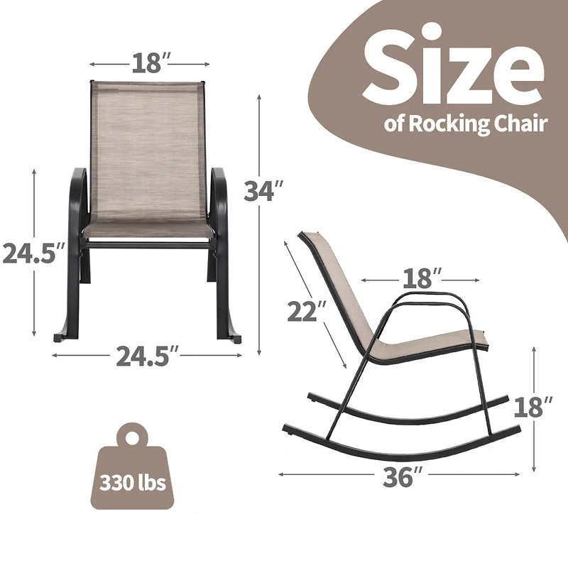 4 Pcs Patio Rocking Chair Heavy-Duty Metal Rocker Outdoor Anti-Slip