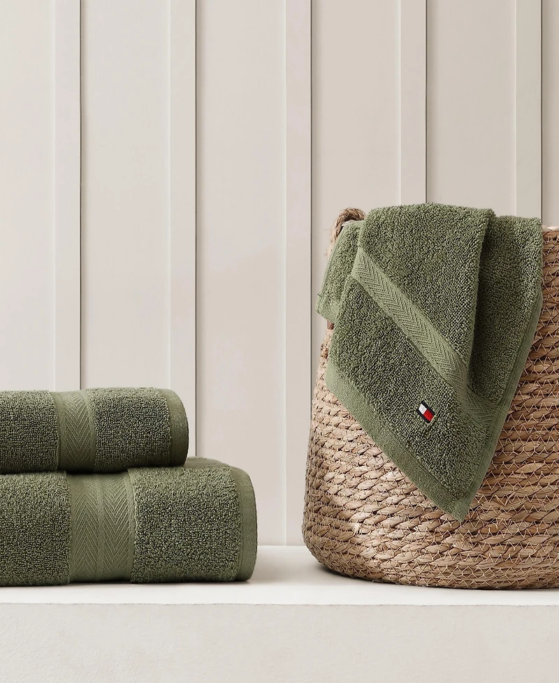 Tommy Hilfiger Home Modern American Solid Cotton Washcloth, 13" x