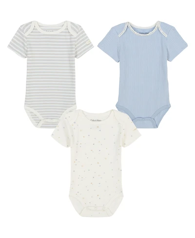Calvin Klein Baby Boys 3-Piece Short Sleeve Bodysuits Set