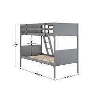 Samuel Kids Bunk Bed With Convertible, Solid Wood Slatted Frame And Easy-To-Climb Ladder No Box Spring Required