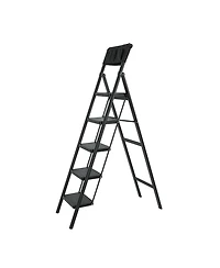 5 Step Ladder Steel Folding Step Stool Ladder with Tool Bag,330 lbs. Load Capacity