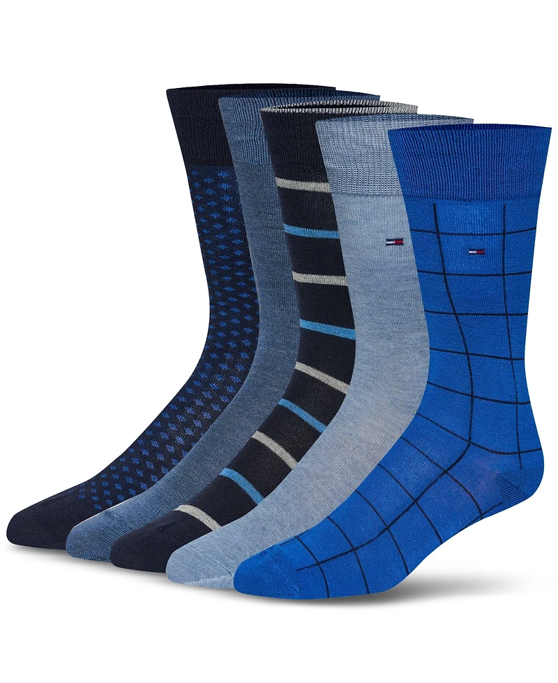 Tommy Hilfiger Men's 5-Pack Patterned Crew Dress Socks