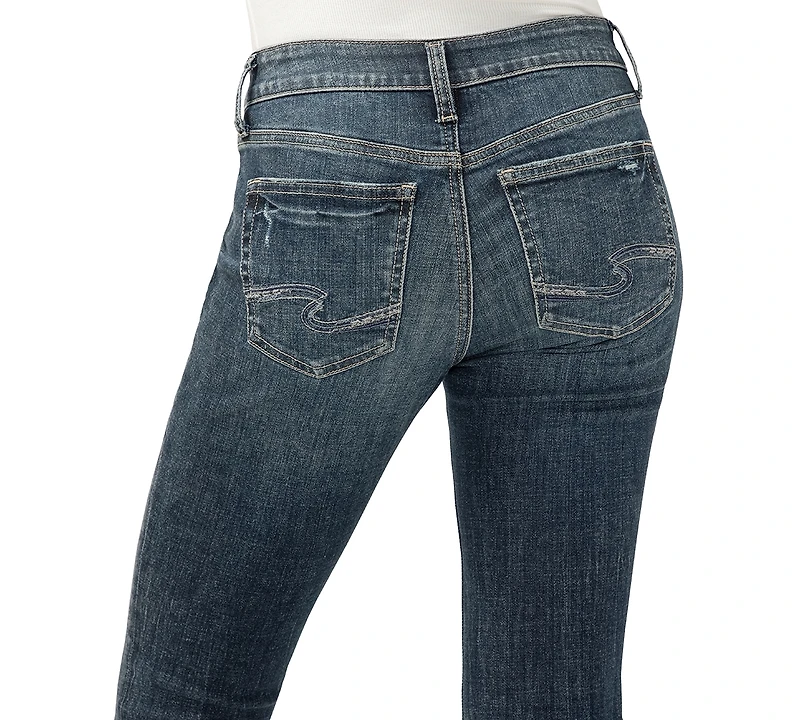 Silver Jeans Co. Women's Suki Mid Rise Curvy-Fit Straight-Leg Cropped