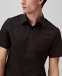 Calvin Klein Men's Slim Fit Short Sleeve Solid Stretch Button-Front Shirt