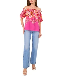 Sam & Jess Women's Printed Smocked Off-The-Shoulder Top