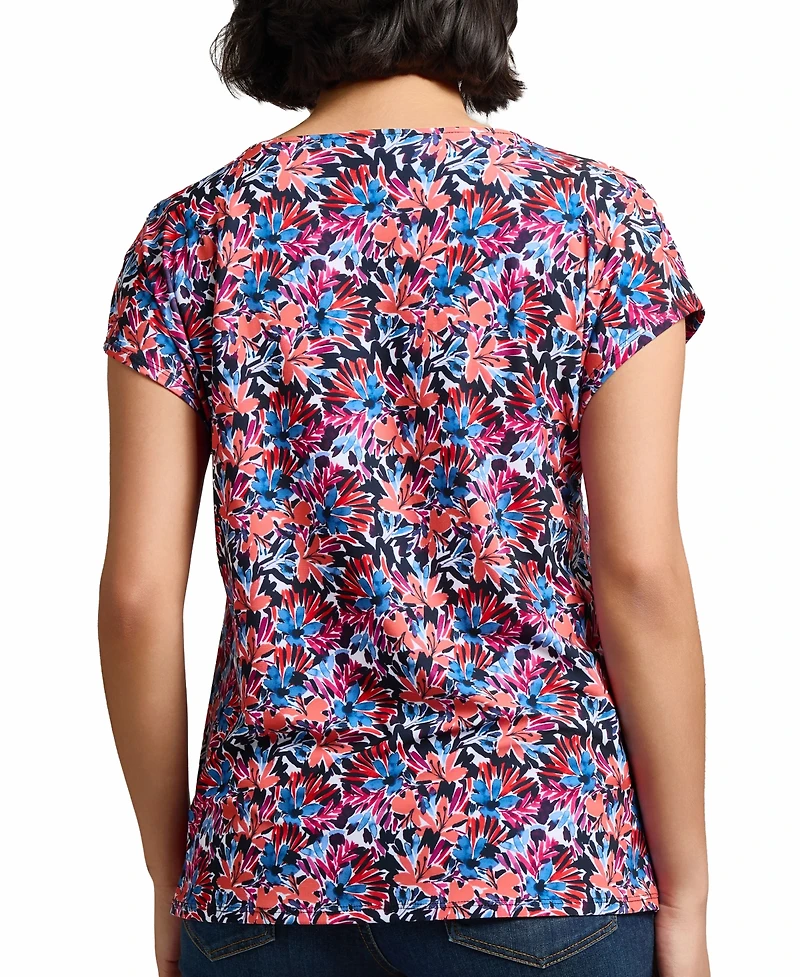 Jones New York Women's Floral-Print Cap-Sleeve Top