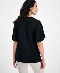 Jm Collection Women's Flutter-Sleeve Square Neck Top, Exclusively at Macy's