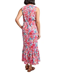 Jones New York Women's Printed Tie-Waist Tiered Maxi Dress